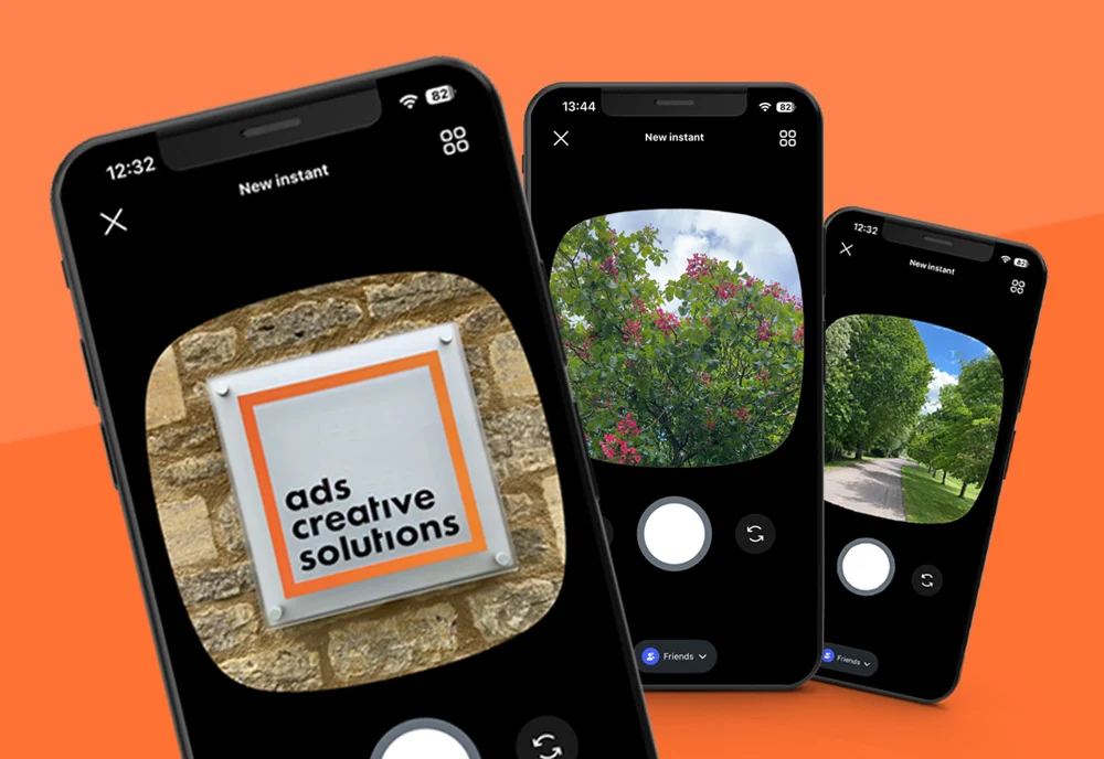 Smartphones showing Instagram Instants ready to post