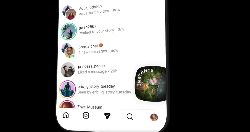 Screenshot of Instants in Messaging Tab