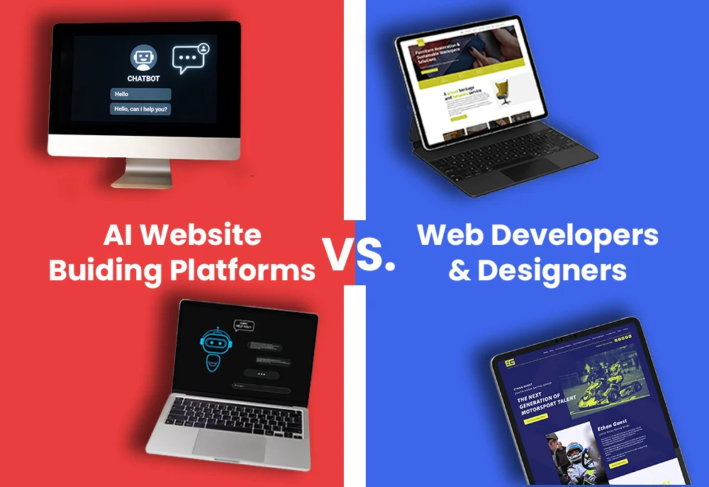 Blog Cover AI website builders vs traditional web design blog cover